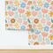 Baby Kids Whimsical Minimalist Bold Floral Abstract Scandi Scandinavian Boho Nursery Playroom Playful Botanical Large Scale Modern Contemporary Custom Pre-pasted Wallpaper by Spoonflower Pre-Pasted Wallpaper 2FT Wide